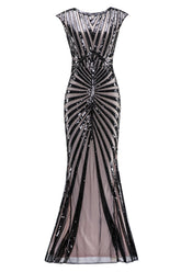 Mermaid Schwarz 1920er Pailletten Flapper Kleid